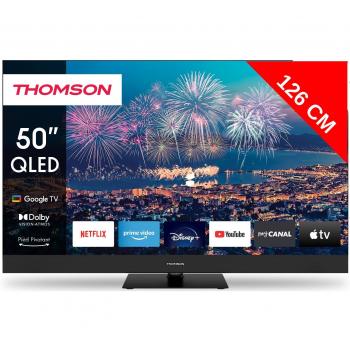 Televisor QLED Plus 50 4K Ultra HD Smart TV Thomson 50QG6C14 con Google TV y barra de sonido