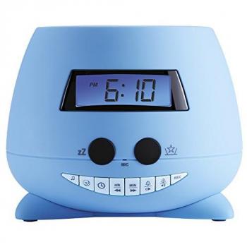 BigBen Interactive Teddy Reloj Despertador con proyector de Techo, Azul, 13.5 x 11 x 13.5 cm