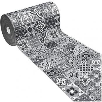 Alfombra de Cocina Antideslizante 54x240 cm Diseño Maiolica Bordada Made in Italy Color Gris
