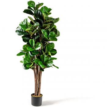 Árbol de Higo Artificial Costway 1,5 m con Hojas en PEVA y Maceta en PP para Decorar Casa y Oficina Verde