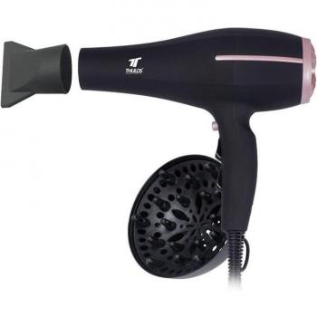 Secador de Pelo Thulos TH-HD2024 2000W con 3 Ajustes de Temperatura, Difusor y Concentrador, Color Negro