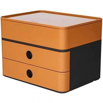 Cajón organizador SMART-BOX PLUS ALLISON, marrón caramelo, con 2 cajones y separadores, apilable, para utensilios