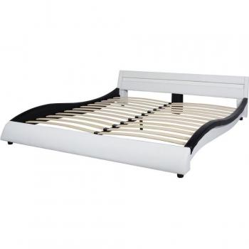 vidaXL Estructura de cama con LED 180x200 cm cuero artificial blanco y negro