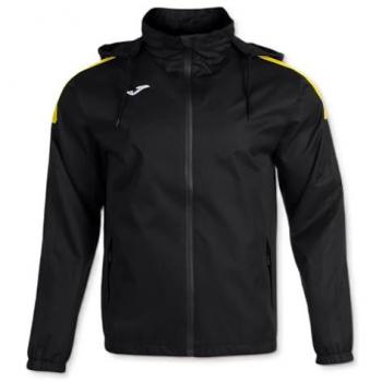 Chubasquero Joma Trivor Hombre Negro Amarillo con capucha, resistente al agua, ligero y transpirable