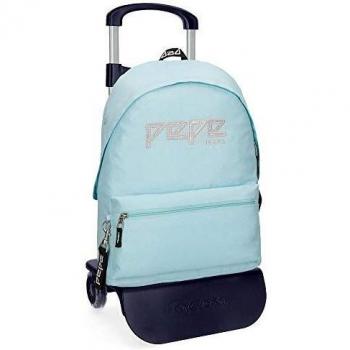 Pepe Jeans Uma Mochila con Carro Azul 31x42x17,5 cms Poliéster 22.79L
