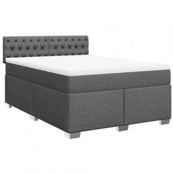 Cama box spring con colchón de tela gris oscuro 140x200 cm