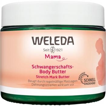 Manteca Corporal para el Embarazo Weleda 150 ml - Crema rica natural para masajes que previene las estrías en abdomen, muslos y pecho