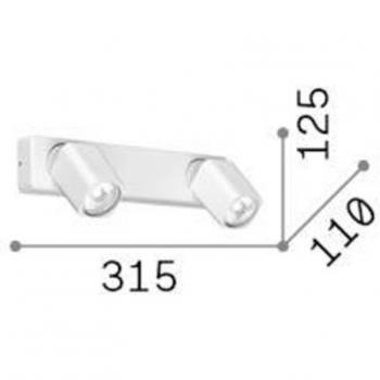 Foco de pared Rudy Square, negro, 2 luces, metal - Ideal Lux