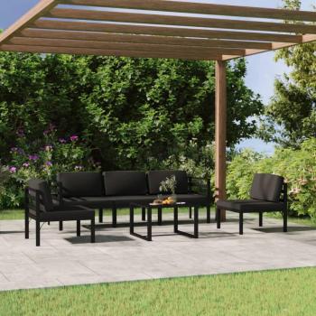 6-Piece Anthracite Aluminum Garden Lounge Set with Cushions