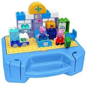 Big 800057144 Maletín Médico Bloques de Construcción Pig, 32 Piezas, Incluye Figuras de Peppa y George, Adecuado a Partir de 18 Meses