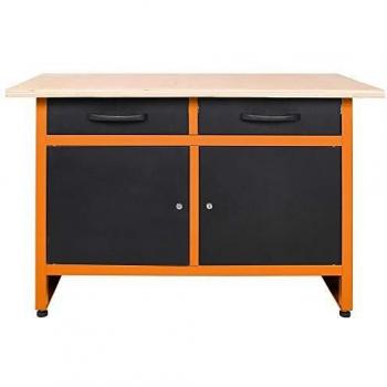 METALLMOBELL- MB006 BANCO DE TRABAJO METALICO 120X60X84CM. CON 2 CAJONES, 2 ARMARIOS CON CERRADURA Y LLAVE Y TABLERO DE 3CM