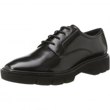 Geox D QUINLYNN C, Derby Mujer, Negro