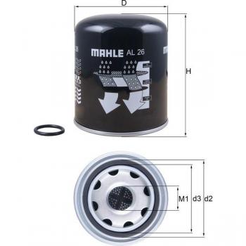 Cartucho Secador de Aire MAHLE ORIGINAL AL 26 para Sistemas de Aire Comprimido - Compatible con Renault Trucks Premium 2 y T-Serie