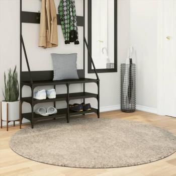 Alfombra de área pelo largo aspecto brillante ISTAN Ø 160 cm Color Antracita, Beige, Crema para Sala de Estar Dormitorio Habitación Salón