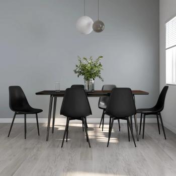 Sillas de Comedor 6 PCs PP Negro - Día y Noche, Set de 6 Sillas Negras de Polipropileno para Comedor