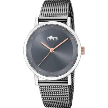 Reloj Lotus Trendy 18878/3 para Mujer con Esfera Negra y Caja de Acero Inoxidable 316L Gris Plata