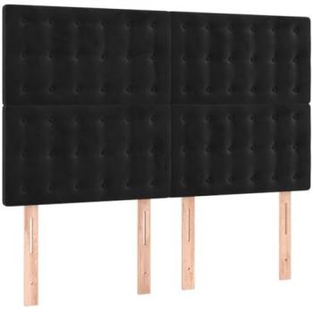 Cabecero con luces LED terciopelo negro 144x5x118/128 cm