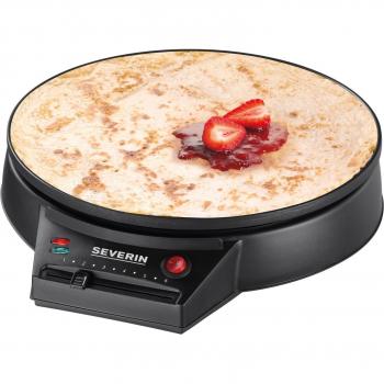 SEVERIN Crepera eléctrica, plancha redonda para crepes dulces y salados, máquina crepera XXL de 30 cm con regulación continua de la temperatura, negro, CM 2198