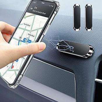 Timpou Soporte magnético para automóvil para teléfono inteligente, soporte para teléfono celular con mini tira compatible con iPhone Samsung y otros teléfonos móviles