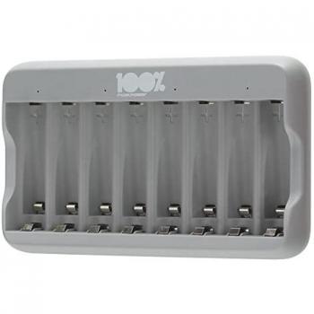 Cargador USB Super Rápido PeakPower para Pilas AA y AAA con 8 Ranuras y Temporizador de Seguridad