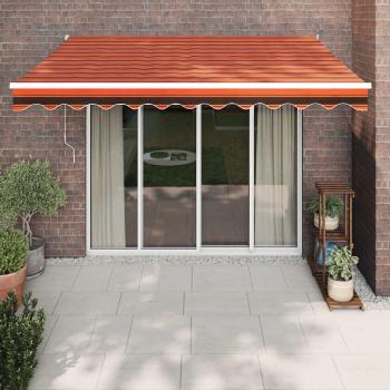 Toldo Retráctil Naranja y Marrón 3,5x2,5 m de Tela y Aluminio