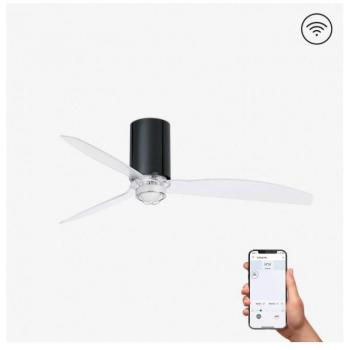 Ventilador de Techo Mini Tube Ø1280mm 32040WP-10 Faro, luz LED negra brillante, motor inteligente DC, control remoto incluido, temperatura de color 3000K