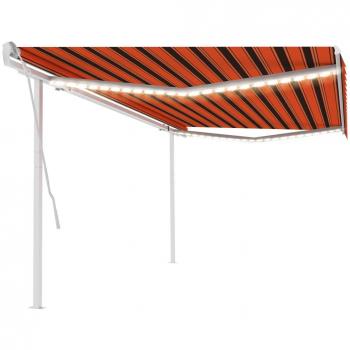 Toldo manual retráctil Día y Noche con luz LED naranja y marrón 5x3 m