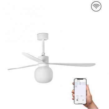 Ventilador de Techo con Luz Blanco DC Smart Amelia Ø1320mm 20W 2700K 6 Velocidades Faro