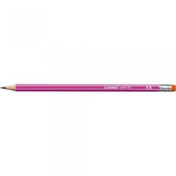 Lápiz Hexagonal Escolar con Goma de Borrar, Color Rosa, Mina 2.2mm, Dureza HB - Stabilo Pencil 160