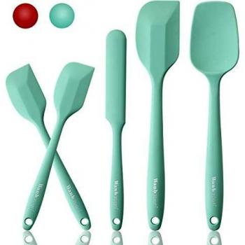 Wanbasion 5 Piezas Verde Espatula de Silicona para Cocina Repostería Goma, Resistencia al calor hasta 315 ℃, Espatula de Silicona para Cocina Profesional Grande sin Bpa