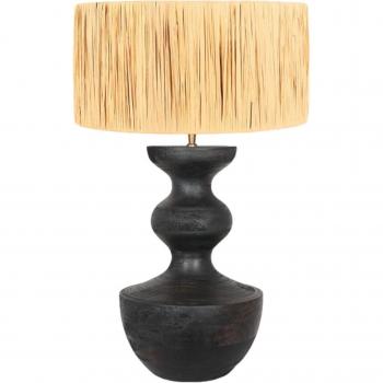 Lámpara de mesa Steinhauer Lyon 3748ZW, mimbre negro