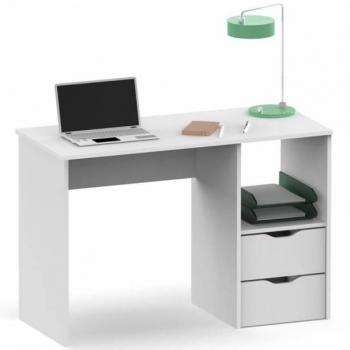 Mesa de Escritorio Eko con Cajonera de 2 Cajones y Balda, Color Blanco - Muebles Pitarch