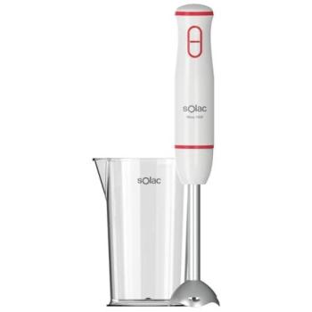 Batidora de mano Solac Mixo 1000, 1000W, 2 velocidades con turbo, cuchillas de acero inoxidable, pie desmontable, rojo y blanco