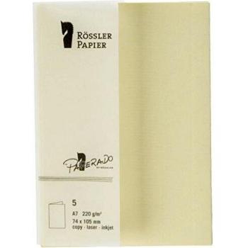 Tarjeta A7 Paperado 5 unidades color crema