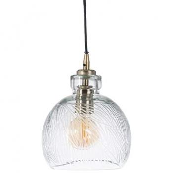 Lámpara de techo con pantalla bola de cristal tallada y metal dorado Ø 20x27 cm