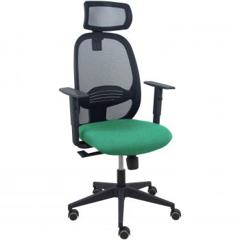 Silla Cilanco negra malla negra asiento bali verde esmeralda brazo regulable cabecero regulable