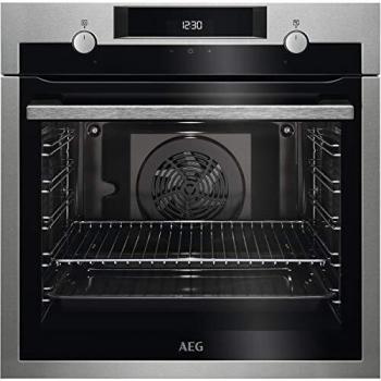AEG BEE435111M Horno Multifunción con Función Limpieza AquaClean, 9 funciones, Cocción Uniforme, Ventilador XXL, Pantalla LCD Táctil, Antihuellas, Bandeja XXL, Inox, Clase A+, 72 Litros