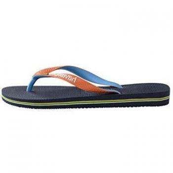 Havaianas Brasil Mix, Chanclas Unisex Adulto, Navy/Neon Orange, 33/34 EU