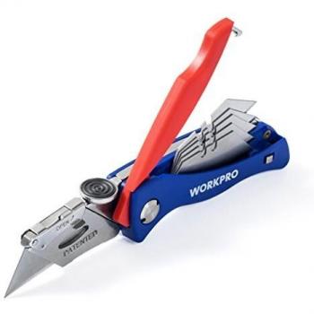 WORKPRO Cutter Plegable Cuchillo Multiuso Navaja Táctica Cambio Rápido con 5 Hojas