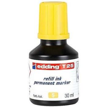 edding T 25 tinta de recambio para marcadores permanentes, amarillo, 30 ml, con sistema dispensador de gotas, para rellenar rápidamente casi todos los marcadores permanentes edding