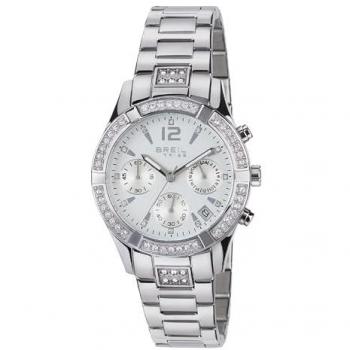 Reloj de Mujer Breil C'est Chic EW0275 - Esfera Analógica Blanca con Cristales, Movimiento de Cuarzo y Pulsera de Acero Plateado