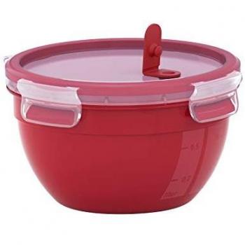 EMSA CLIP & MICRO Caja Redonda 1,1 L Rojo Transparente