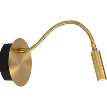 Aplique LED recargable Jolijn en dorado mate, 2W 140lm con brazo flexible y imán