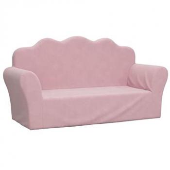 Sofá para niños de 2 plazas en felpa suave rosa