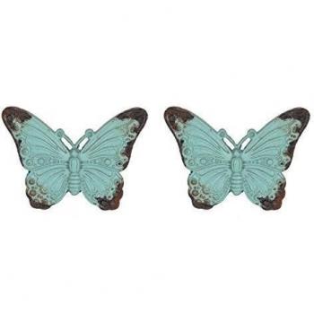 Nikky Home 2 unidades) Mango de puerta Tiradores de cajón Atrae Muebles Armario Forma de mariposa Vintage estilo de metal decorativa azul