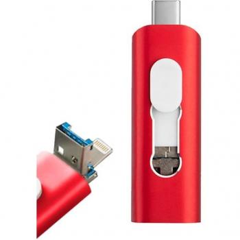 Cool 3 en 1 32GB Lightning / Tipo-C / Micro-USB Rojo Pen Drive USB