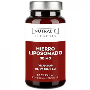 Suplemento de Hierro Liposomado Nutralie 30mg - 60 Cápsulas - Máxima absorción con Vitaminas C, A, B6, B12 y Ácido Fólico para combatir el cansancio y