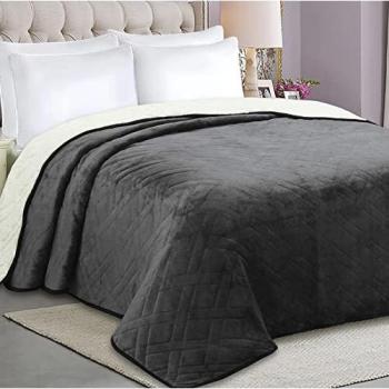 Manta Borrego Sherpa Reversible Acolchada Ligera para Cama 225x260cm