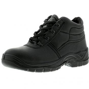 Hombre / Negro Hombre Tradesafe Cuero Puntera de Acero Botas Negras - GB Tallas 3-13 - Negro, 42