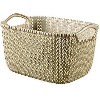 Curver Knit Cesta Rectangular S, Blanco Oasis, 27.6x20.2x15.2 cm